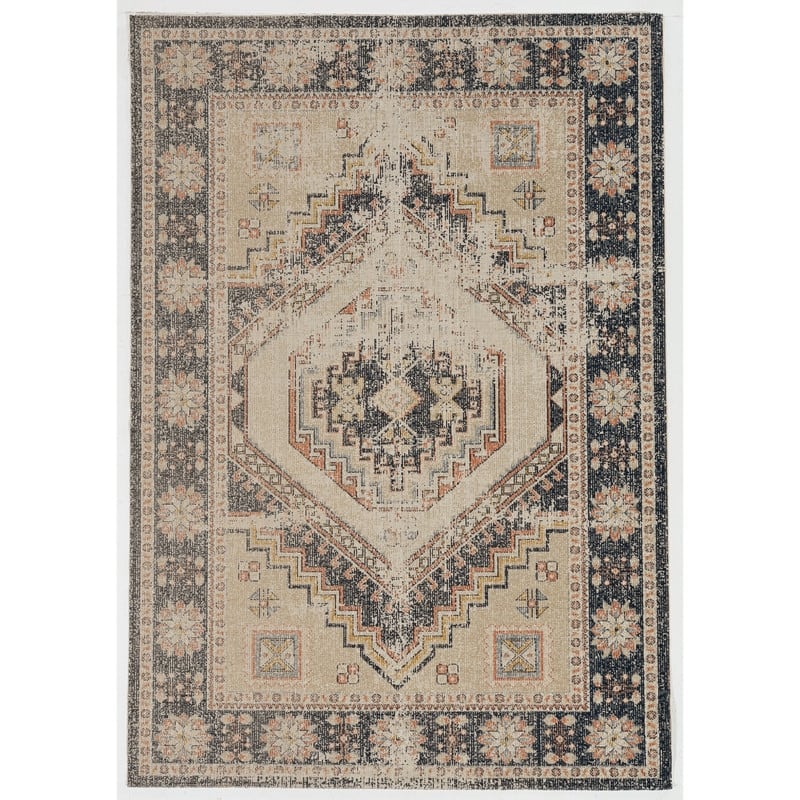 Linon Great Zero Stiles Bohemian & Eclectic Rug - 3' X 5' - Ivory/Navy