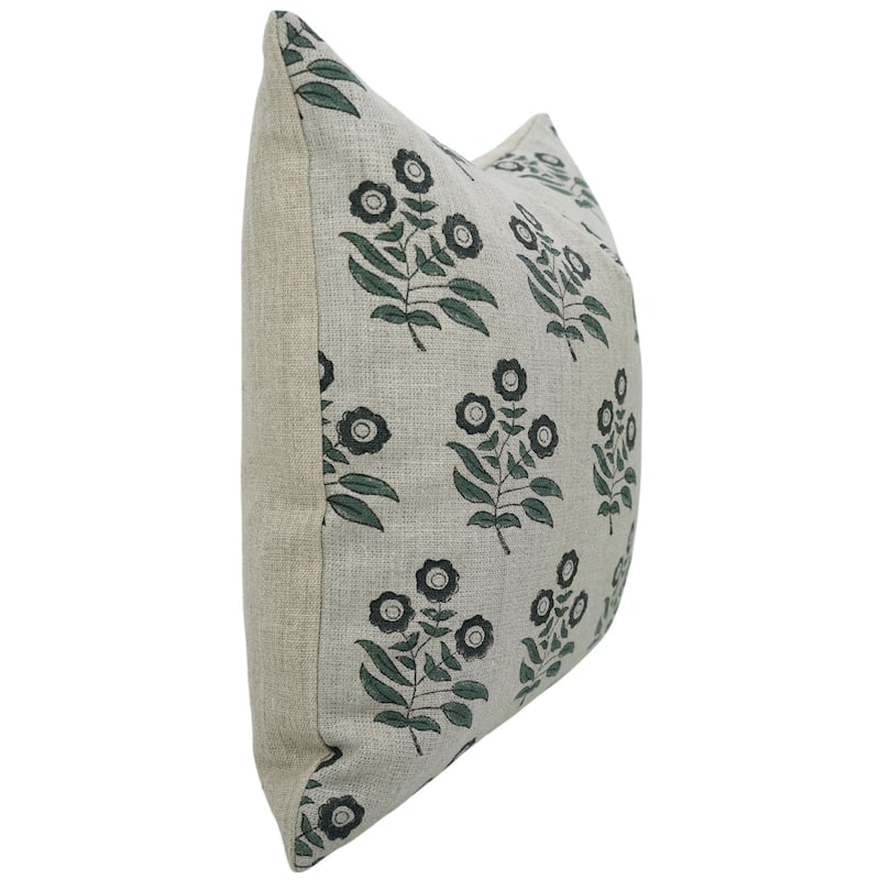 Linen Farmhouse Block print pillow Cover - Neha