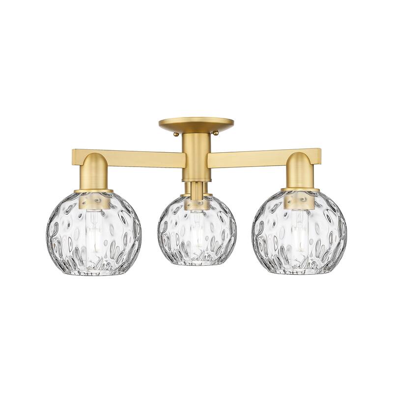 Innovations Lighting Endless Possibilities Arcadia - Athens Water Glass - 3 Light 24" Semi-Flush Mount - Satin Gold