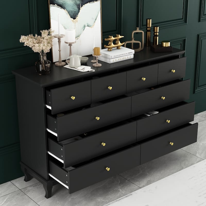 55.1" Wide Double Bedroom Dresser with Storage Drawers