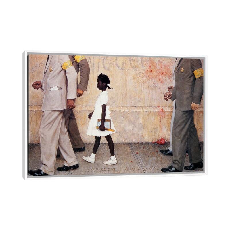 iCanvas "The Problem We All Live With (Ruby Bridges)" by Norman Rockwell Framed Canvas Print - White - 32x48