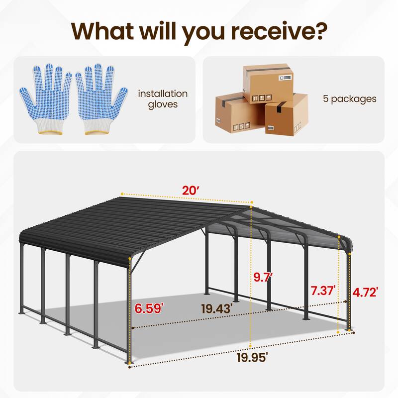 20 x 20 FT Metal Carports