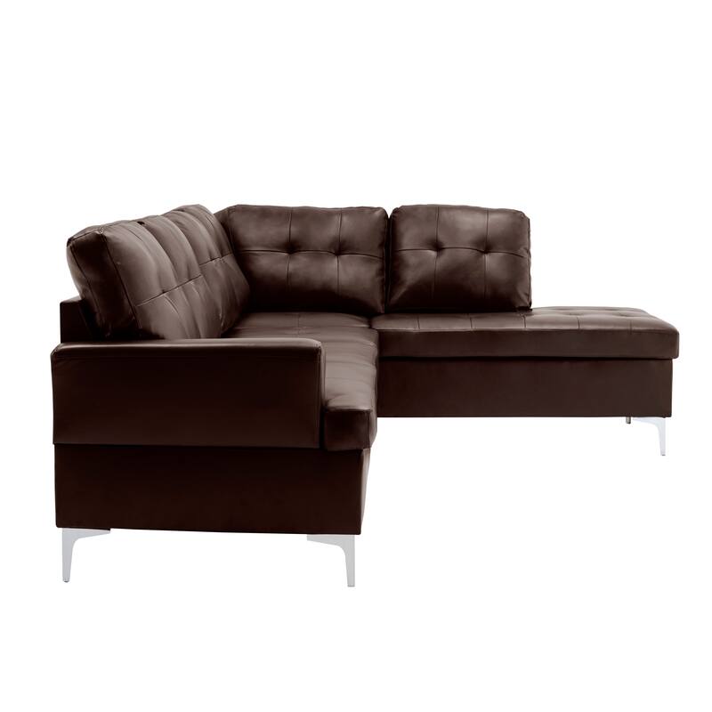 McCafferty Faux Leather Sectional Sofa with Ottoman