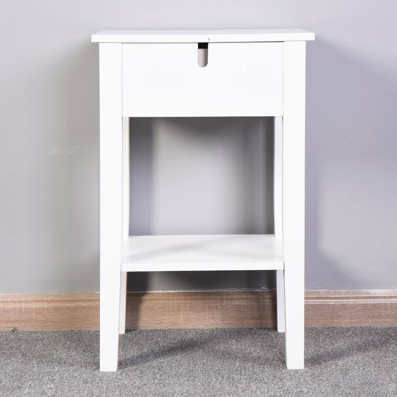 Modern White Nightstand Storage Table with a Drawer - White