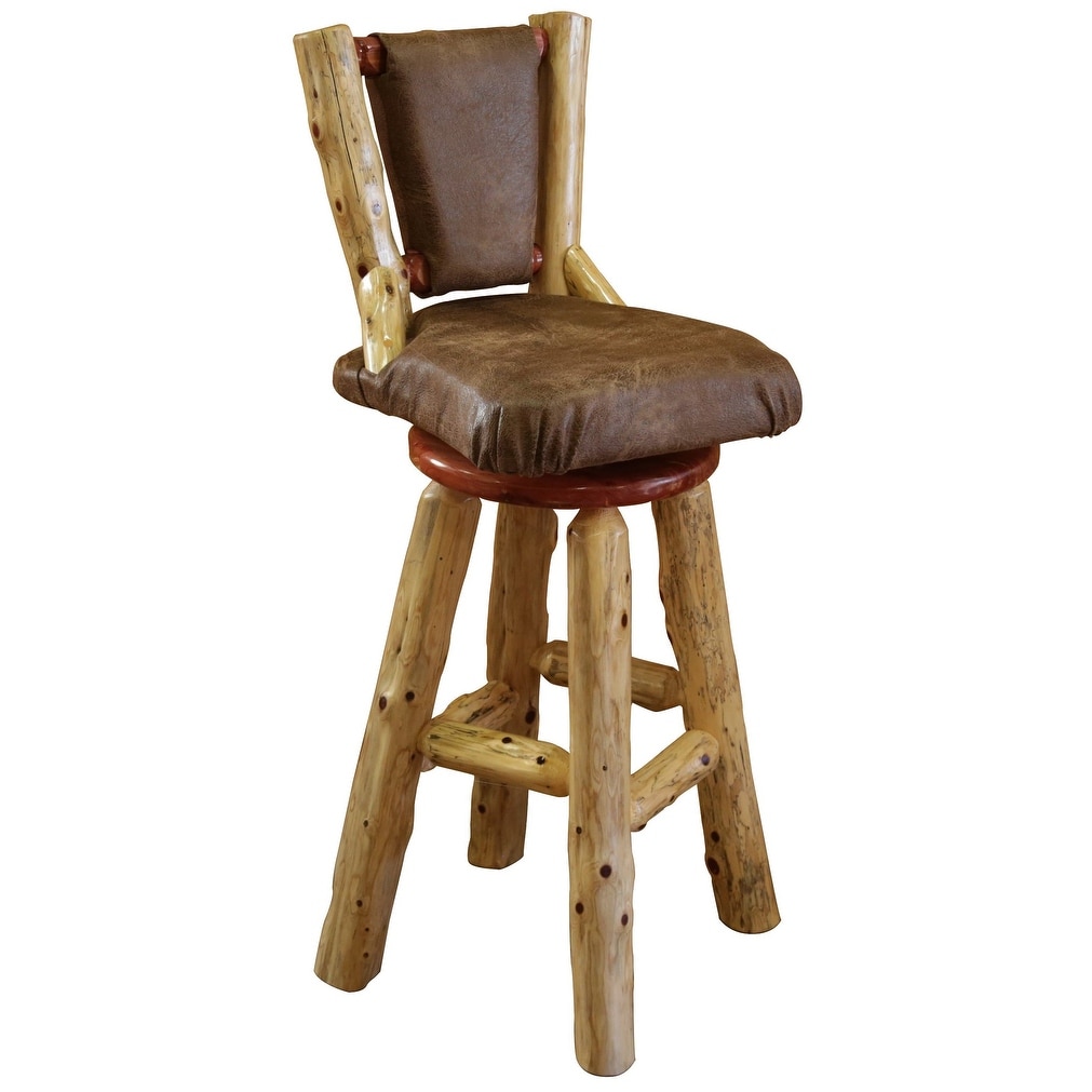 Log bar stools with backs 2025