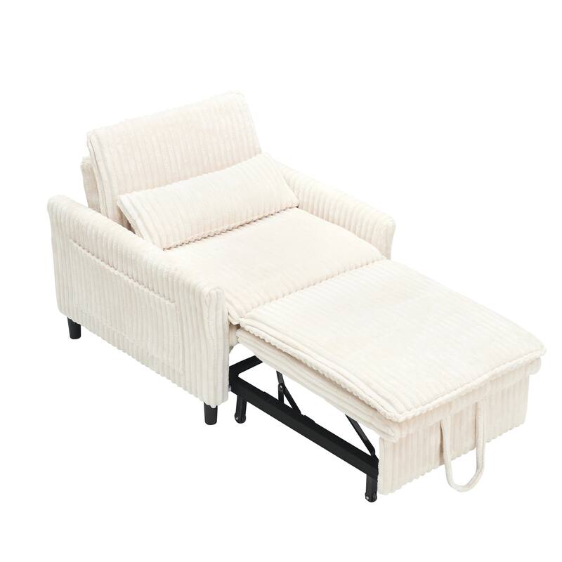 Corduroy Accent Chair Convertible Chaise Lounge, Single Sofa Chair Lounge Chair Pull-out Sleeper Sofa Bed