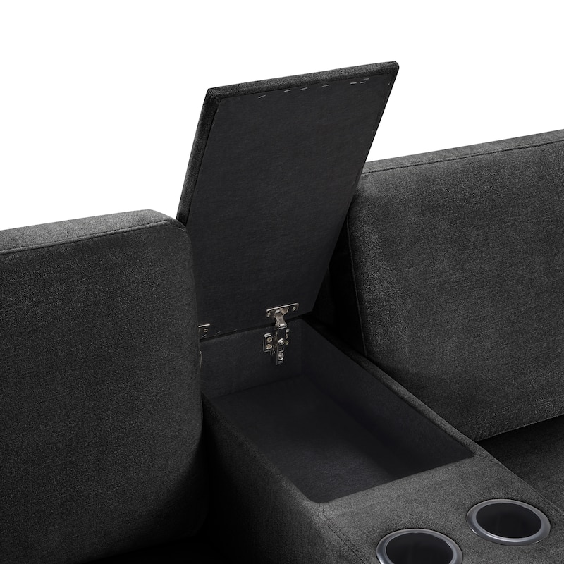 GDFStudio - 134" Modular Chenille U-Shape 5-Seat Sectional Sofa with Storage