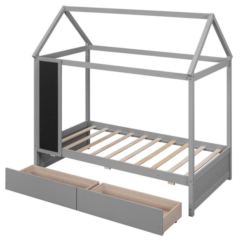Twin Size House Platform Bed with Two Drawers - Bed Bath & Beyond ...