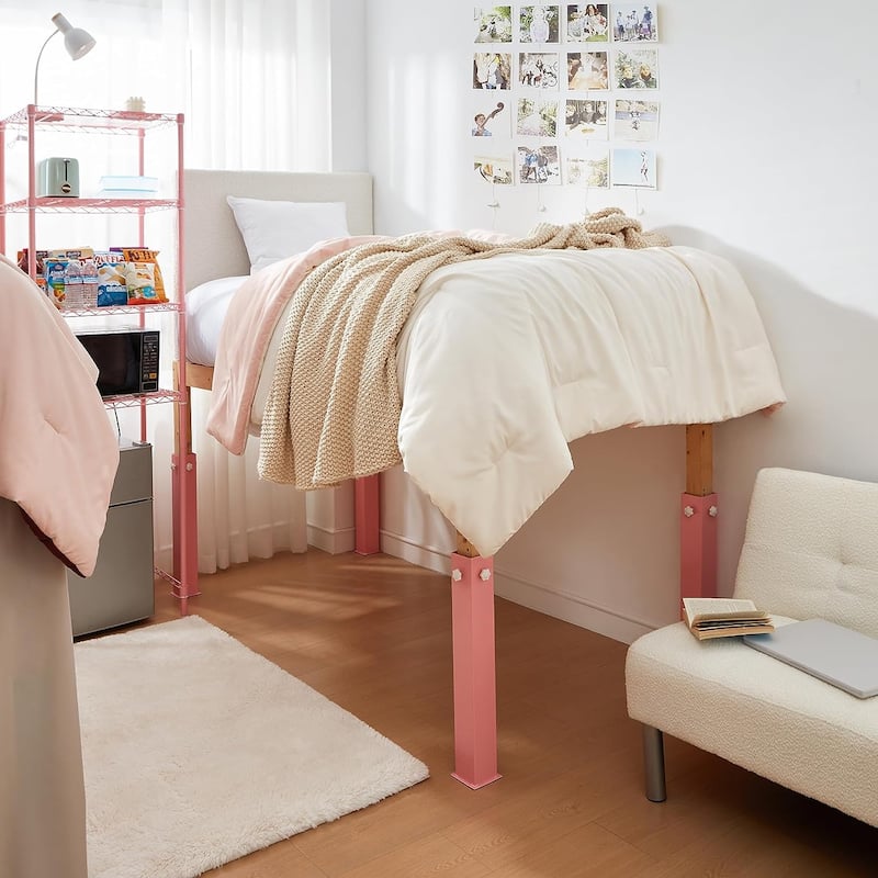 Suprima® Ultimate Height Bed Risers - Carbon Steel by DormCo - Pink