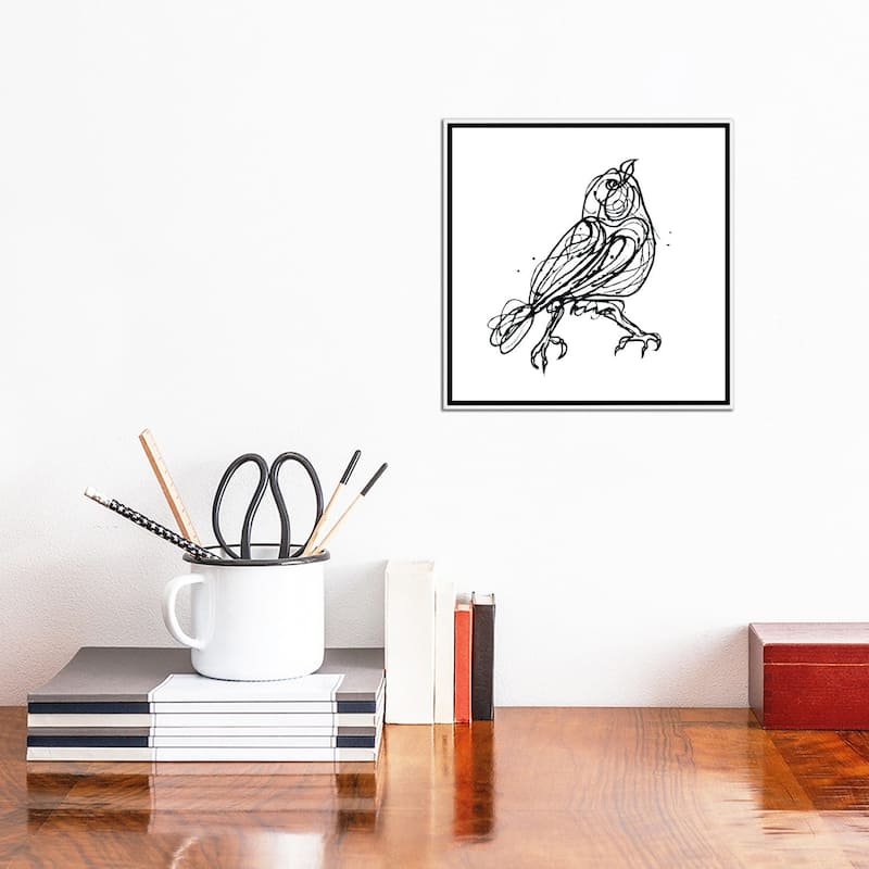 iCanvas "Chin Up - Cute Little Bird Jackson Pollock Style Drawing" by OLena Art Framed