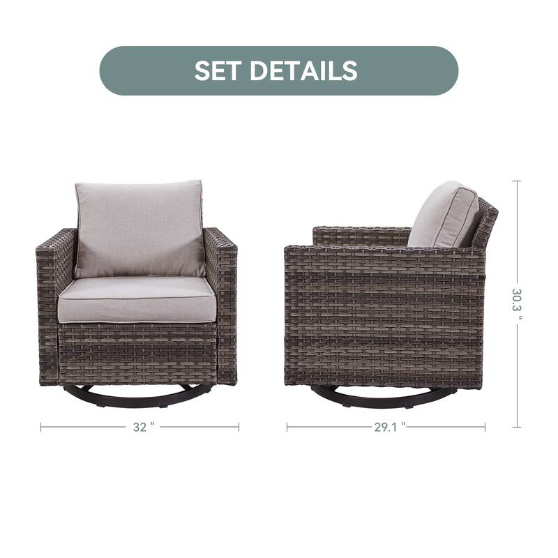 Gymojoy Wicker Swivel Glider Chair with 4 inch Olefin Cushions