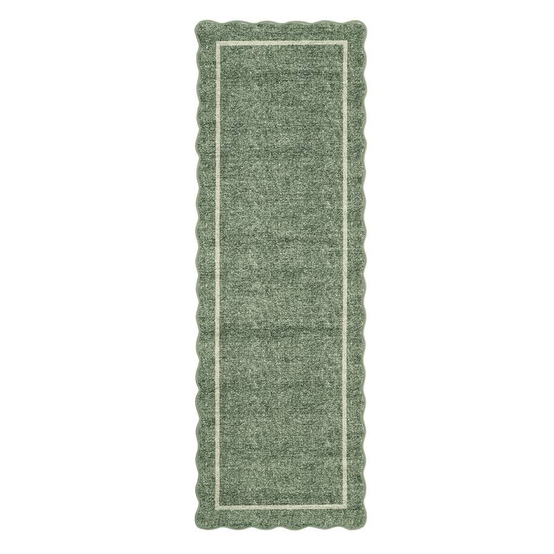 Garvee Scallop Solid Washable Area Rug