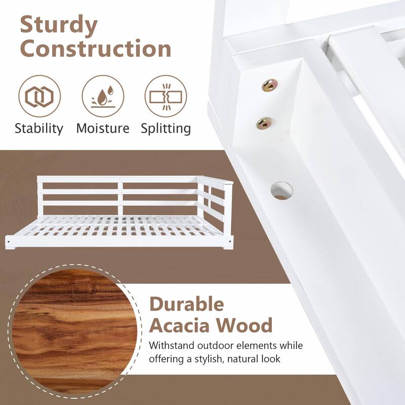 Country Patio Wooden Twin Size Swing Daybed Porch Swing Frame