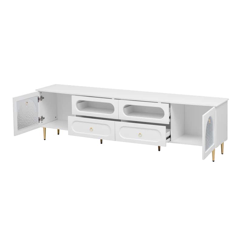 78.8" Exquisite TV Cabinet Wood TV Stand with Metal Legs, Media Console Cabinet with 2 Cabinets, 4 Drawers for Up to 85''