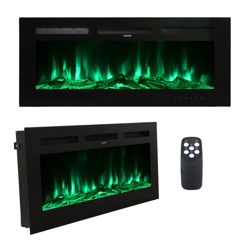 LED Recessed Wall-Mounted Electric Fireplace