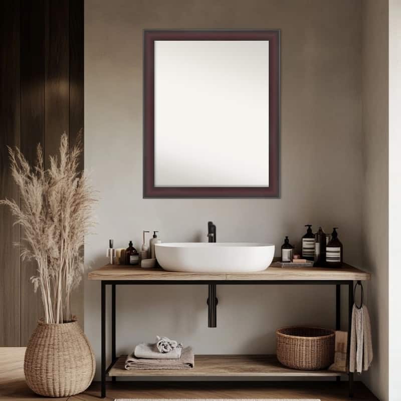 Grand Narrow Non-Beveled Framed Bathroom Vanity Wall Mirror