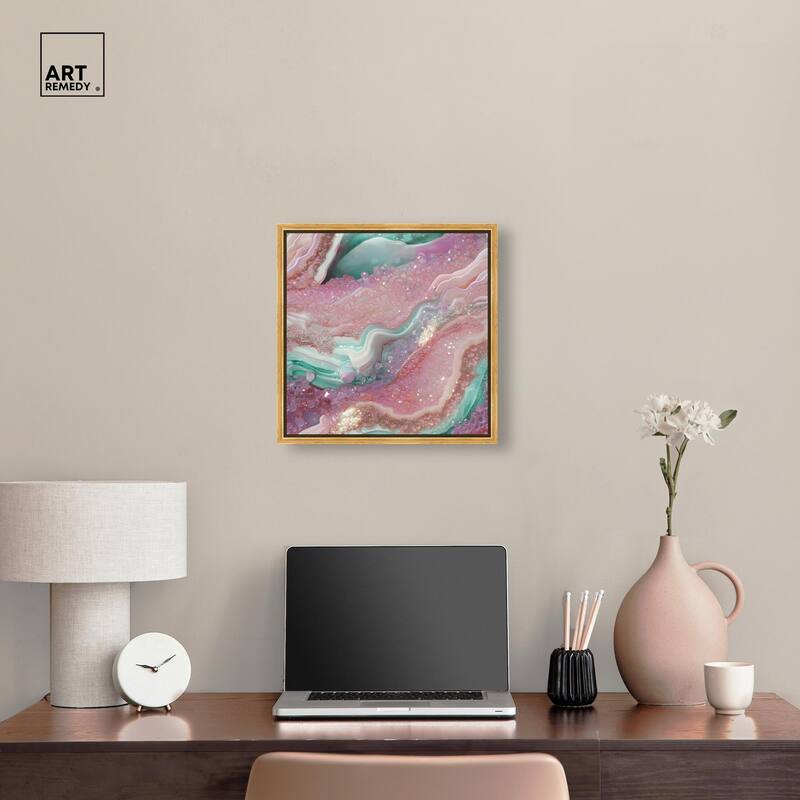 Pink and Mint Crystal III Canvas by Art Remedy