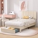 preview thumbnail 38 of 46, VECELO Kids Bed Frame, Plantform Beds with Storage Drawer, Height Adjustable Upholstered Bed, Twin Size Bed Set of 2