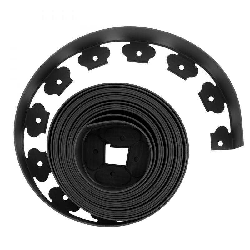 L-Shaped 66 ft Garden Edging Black Plastic with 4 in Raised Edge and Heavy-Duty Ground Stakes - 66' x 4"