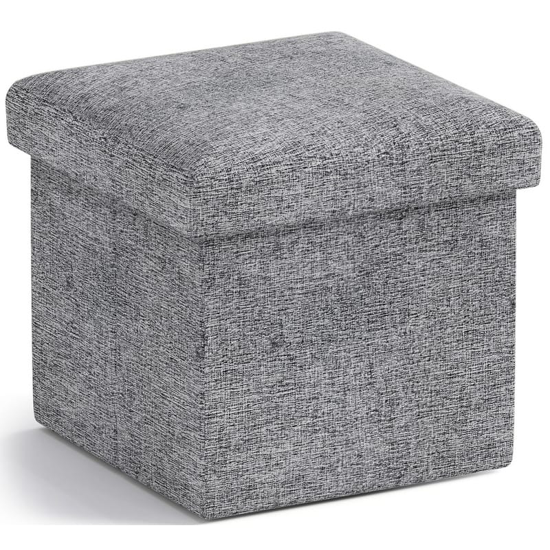 Small Foldable Square Storage Ottoman Cube - Gray