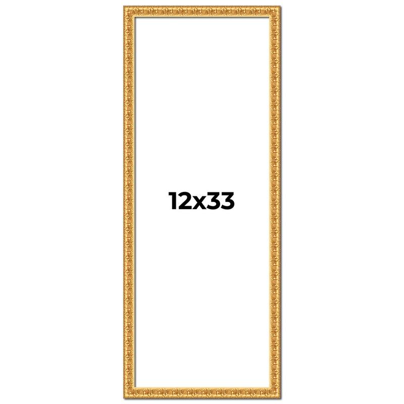 12x33 Frame Gold Real Wood Picture Frame Width 1 inches | Interior