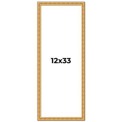 12x33 Frame Gold Real Wood Picture Frame Width 1 inches | Interior