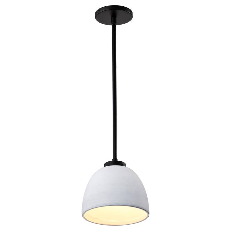 Collins 8 Inch Mini Pendant with White Ceramic - Matte Black