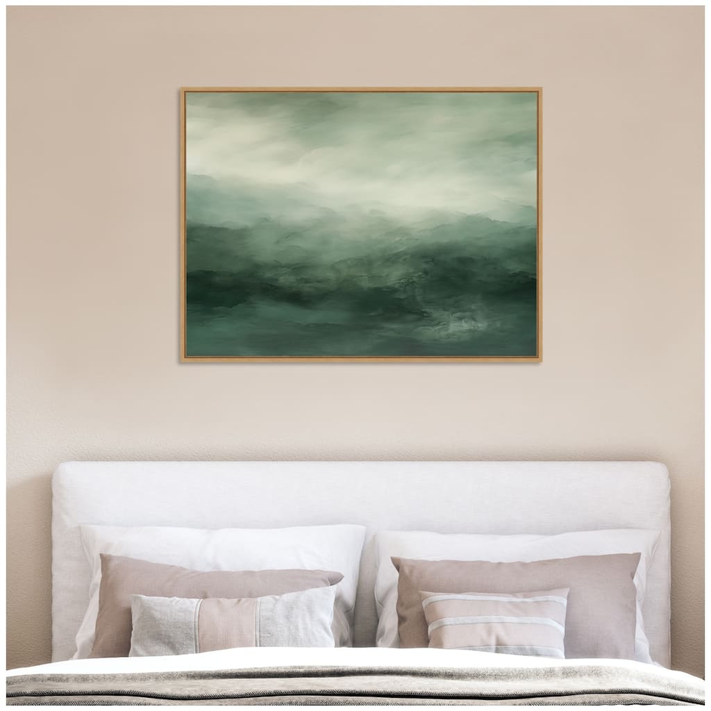 Kate and Laurel Tonal Abstract Sage Landscape by The Creative Bunch Studio Framed Canvas Wall Art Print