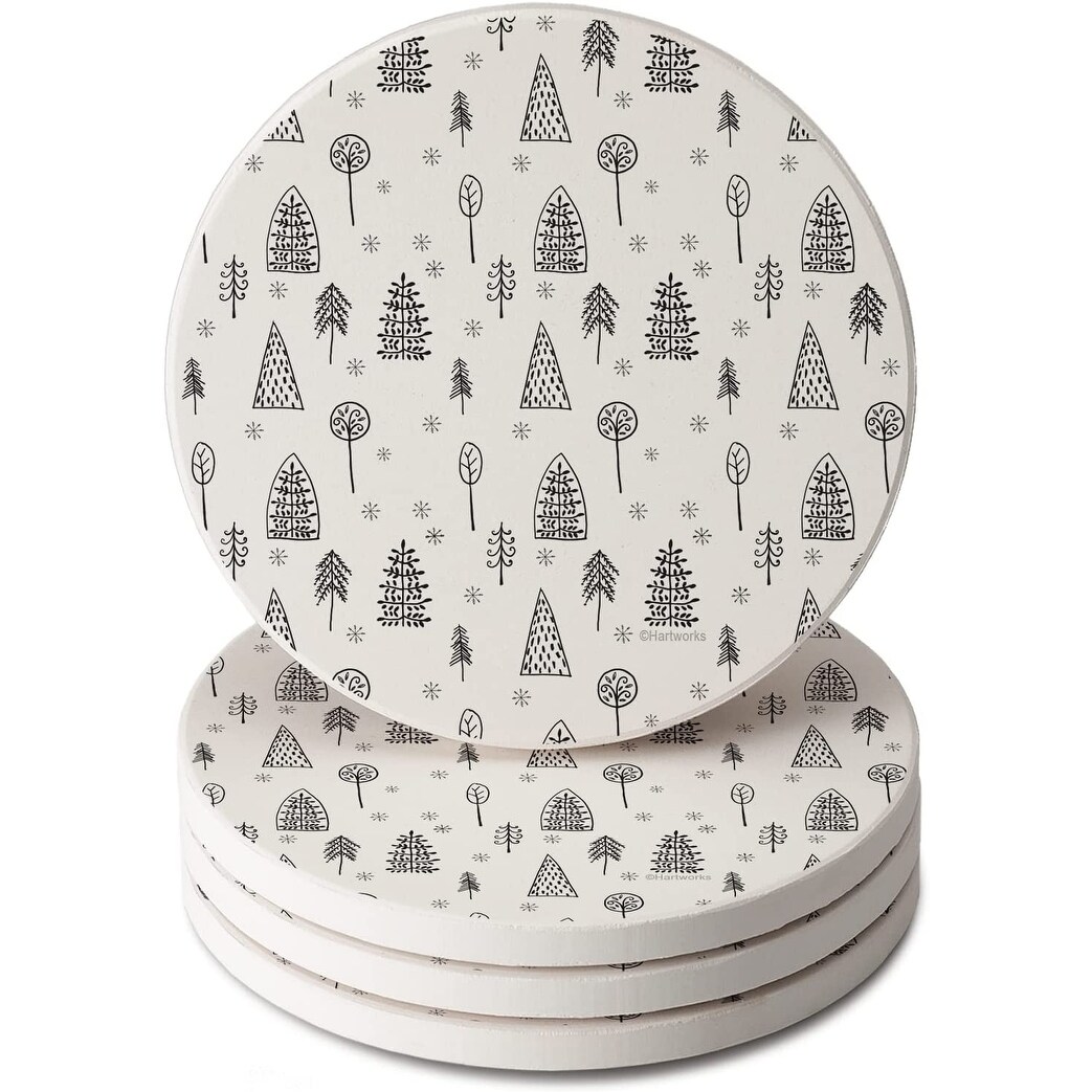 CounterArt Winter Wonderland Absorbent Stone Tumbled Tile Coaster Set of 4  Made in The USA Protective Cork Backing