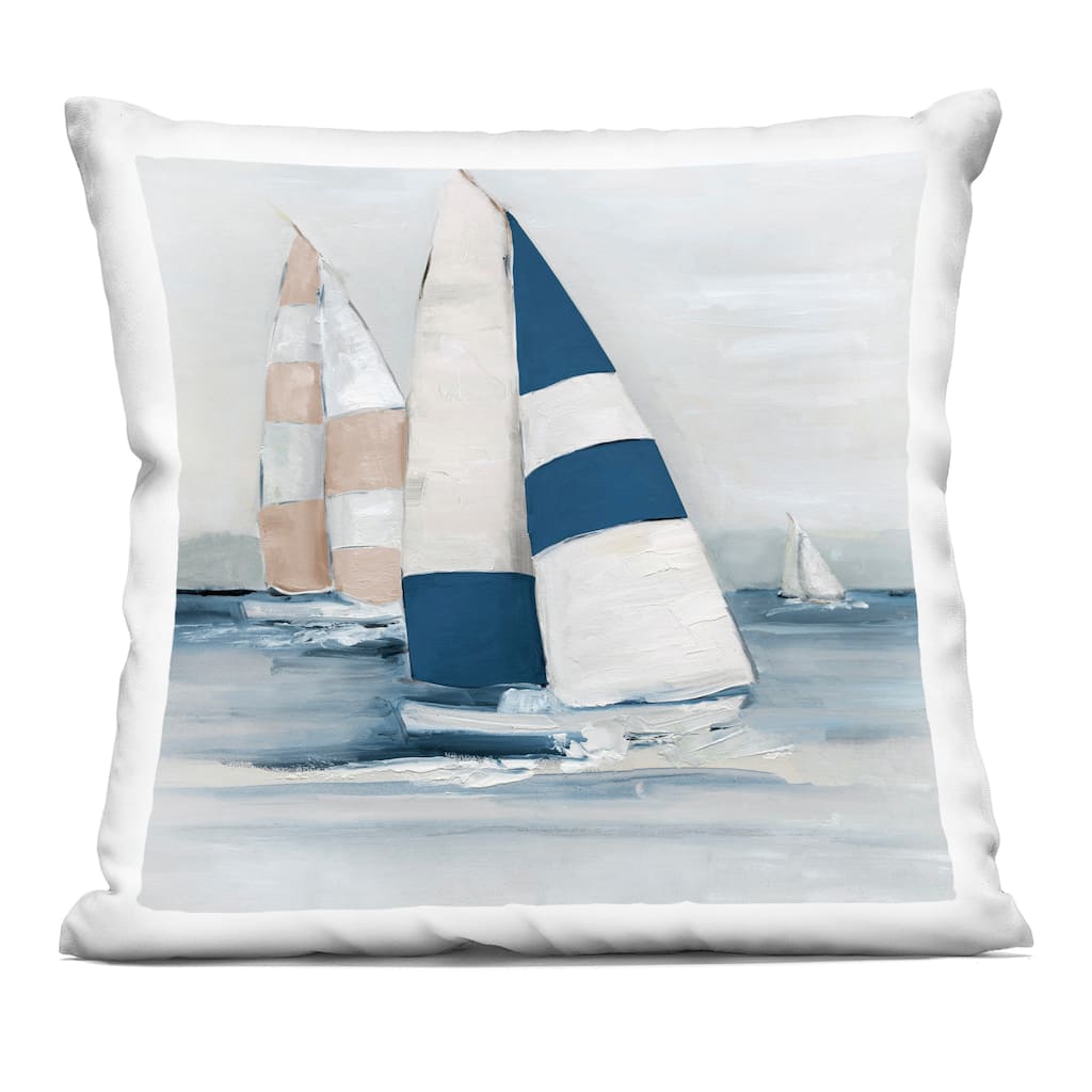 Stupell Striped Sailboat Voyage Decorative Printed Throw Pillow Design by Sally Swatland