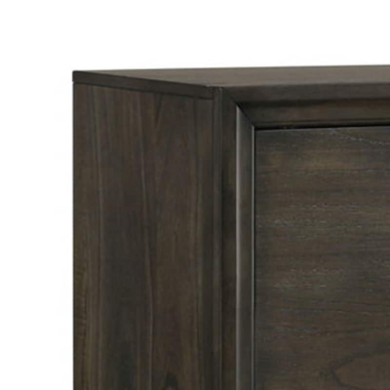 Jeni TV Media Console, Sliding Doors, 2 Drawers, Rustic Dark Gray
