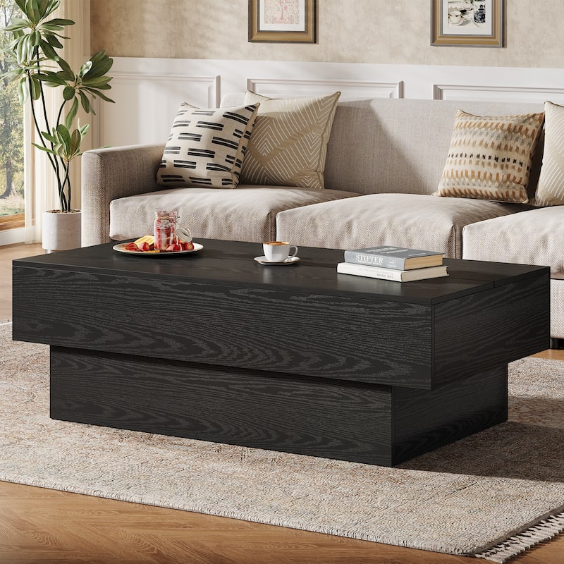 55-Inch Wood Coffee Table, Large Rectangle Tea Table, Center Table for Living Room, Office Reception