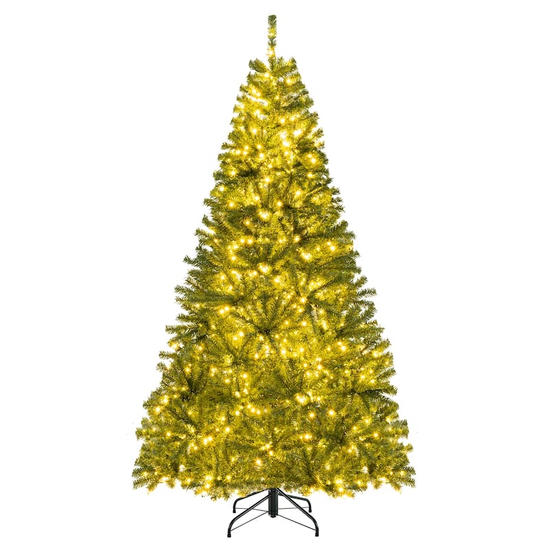 Gymax 7 FT Pre-Lit Artificial Christmas Tree w/ 1000 Warm White LED