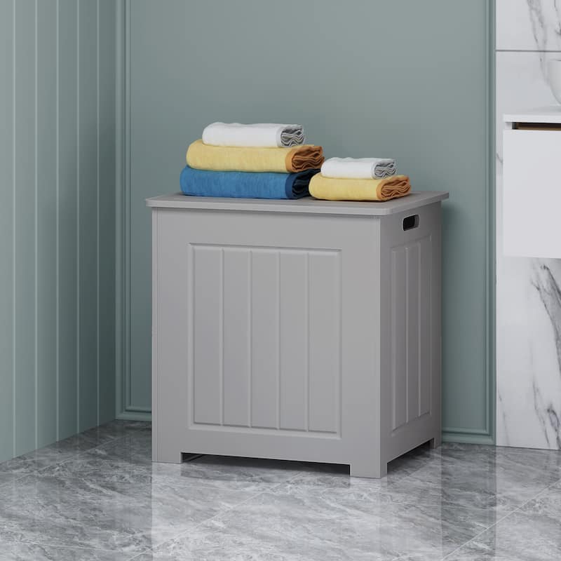 Roomfitters Freestanding Bathroom Storage Hamper with Lift-Top Lid and Side Handles, Moisture-Resistant Organizer, Gray