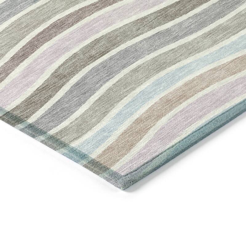 Machine Washable Indoor/ Outdoor Contemporary Stripe Chantille Rug