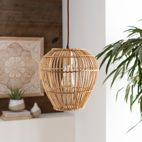 Rattan pendant light shop plug in
