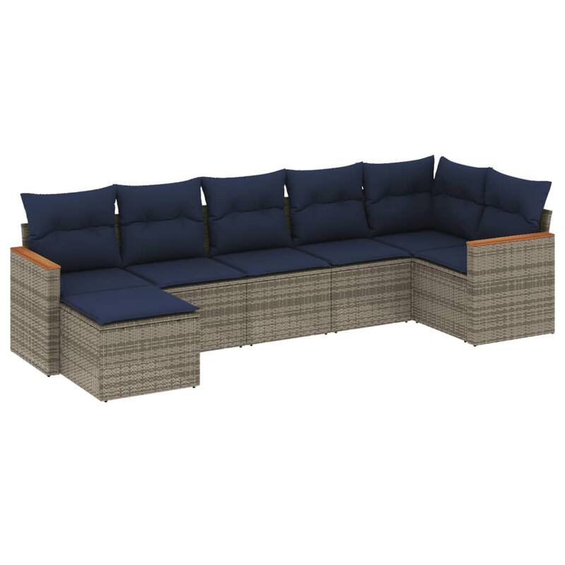 vidaXL Patio Sofa Set with Cushions Outdoor Conversation Furniture Poly Rattan - 24.4x 24.4x 27.2