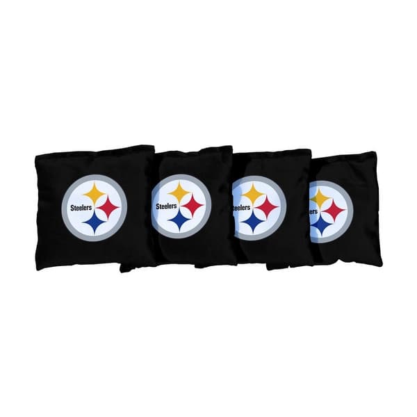 slide 2 of 3, Pittsburgh Steelers NFL Black Cornhole Bags All-Weather Resin Filled