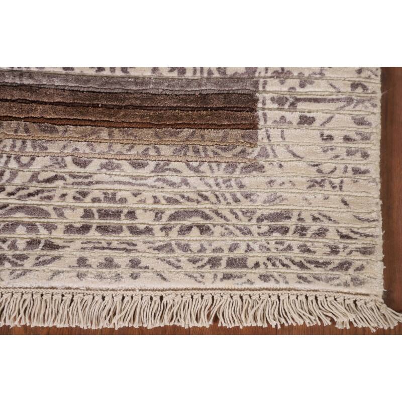 Modern Indian Accent Rug Handmade Abstract Wool Carpet - 2'8"x 5'0"