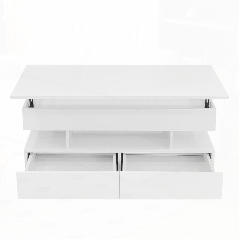 Lift-Top Coffee Table with High-Gloss Finish for Living Room