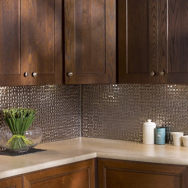 Fasade Terrain in Brushed Nickel Backsplash 15 square feet kit. Opens flyout.