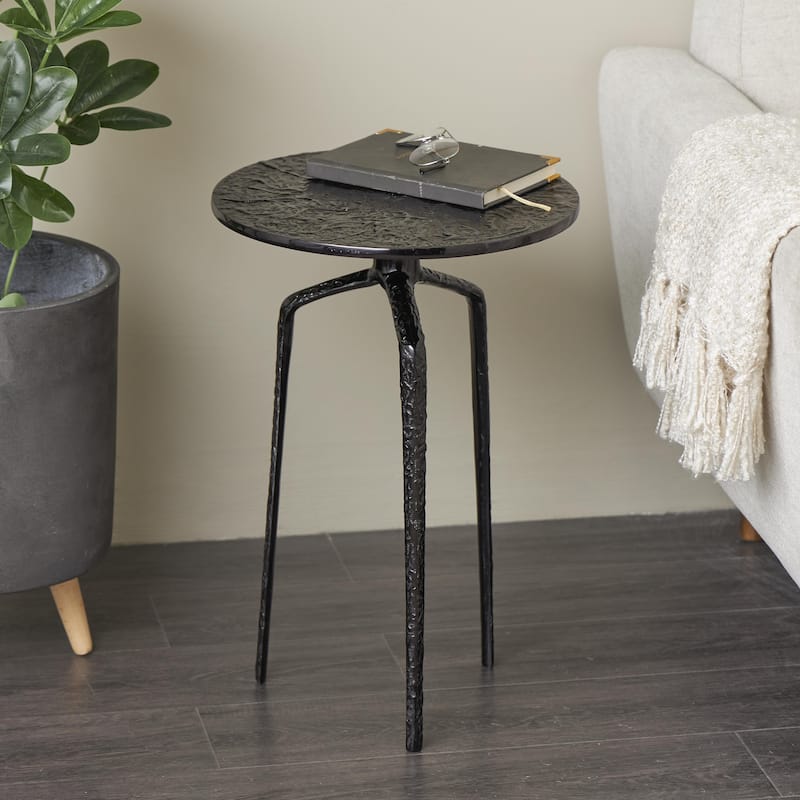 Aluminum Metal Geometric Slim Textured Accent Table - Silver, Gold or Gray - Roche River Decor