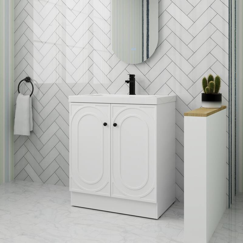 ARTCHIRLY 24/30/36 Inch Bathroom Vanity with Sink, Freestanding Bathroom Vanity with Soft Close Door and Adjustable Shelf