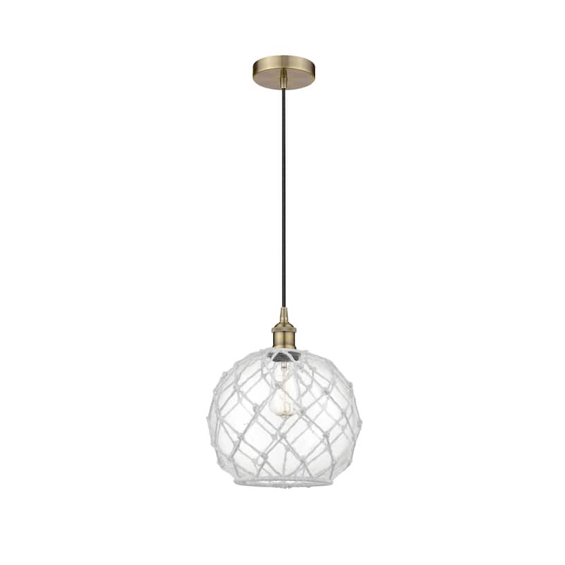Innovations Lighting Edison - 1 Light 10" Cord Hung Mini Pendant - Antique Brass/Clear, White