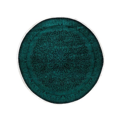 Fine Vibrance, One-of-a-Kind Hand-Knotted Area Rug - Green, 6' 1" x 6' 1" - 6' 1" x 6' 1"