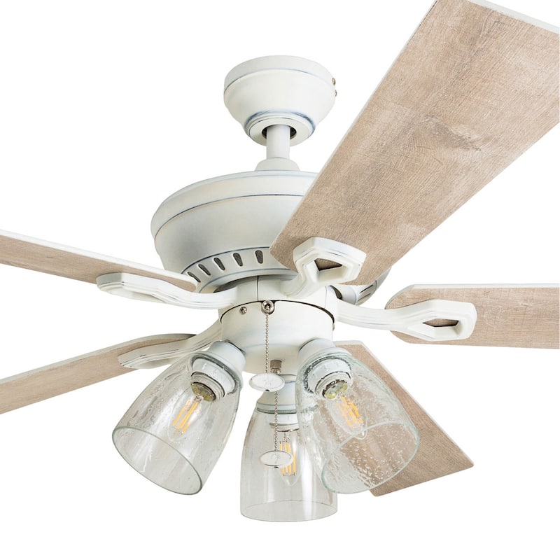 The Gray Barn Grumio Distressed White 52-inch Ceiling Fan with 5 Barnwood Blades