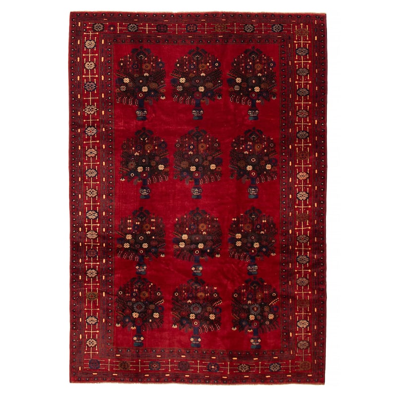 ECARPETGALLERY Hand-knotted Teimani Red Wool Rug - 6'9 x 9'7 - 6'9 x 9'7 - Red