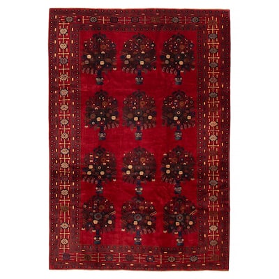 ECARPETGALLERY Hand-knotted Teimani Red Wool Rug - 6'9 x 9'7