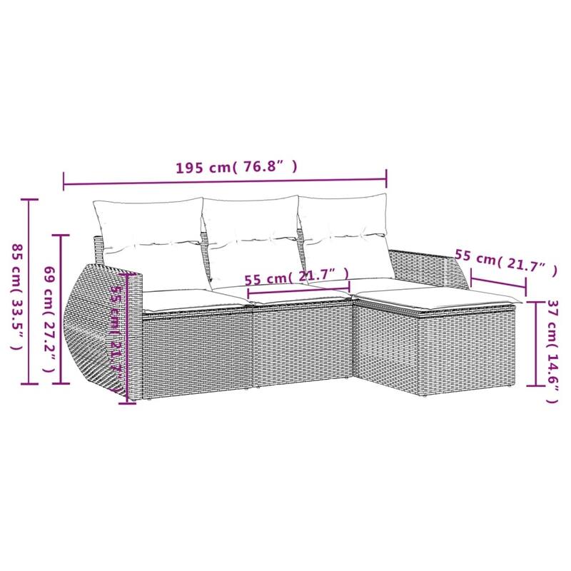 vidaXL Garden Sofa Set - 21.7 x 21.7 x 14.6