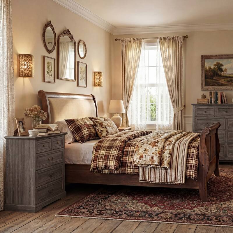 Farmhouse 5-Drawer Chest with Anti-Tip Device, Rustic Wooden Dresser for Bedroom, 36.3" Tall Storage Cabinet